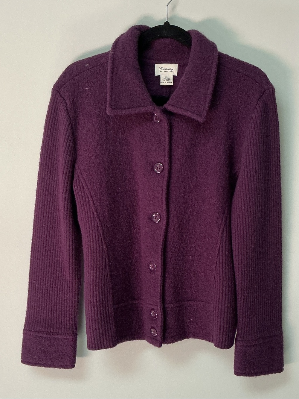 Cambridge Dry Goods Women's Plum Button-Front Wool Coat